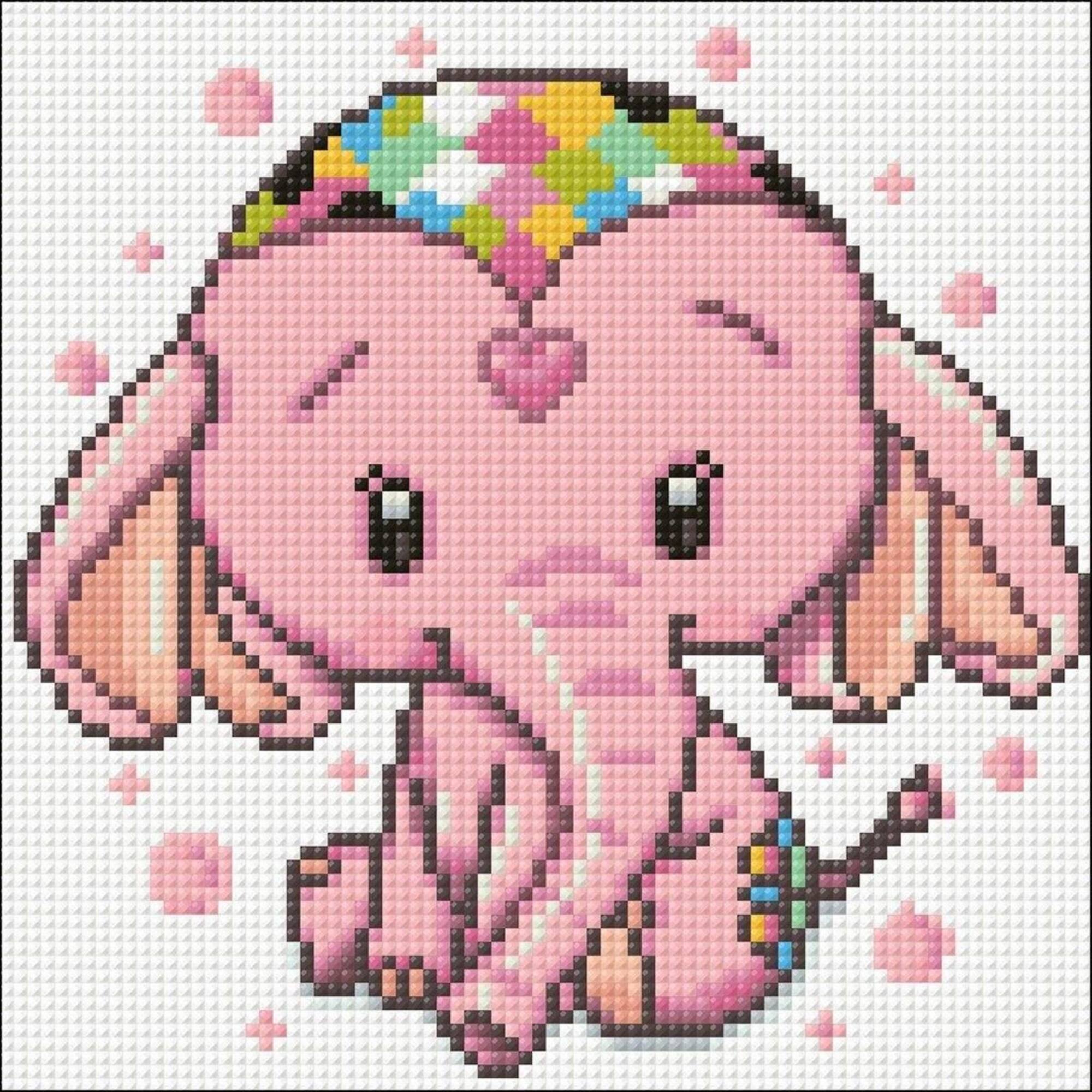 Crafting Spark Pink Elephant Diamond Painting Kit
